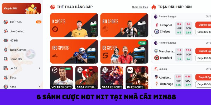 6 sảnh cược hot hit tại nhà cái Min88